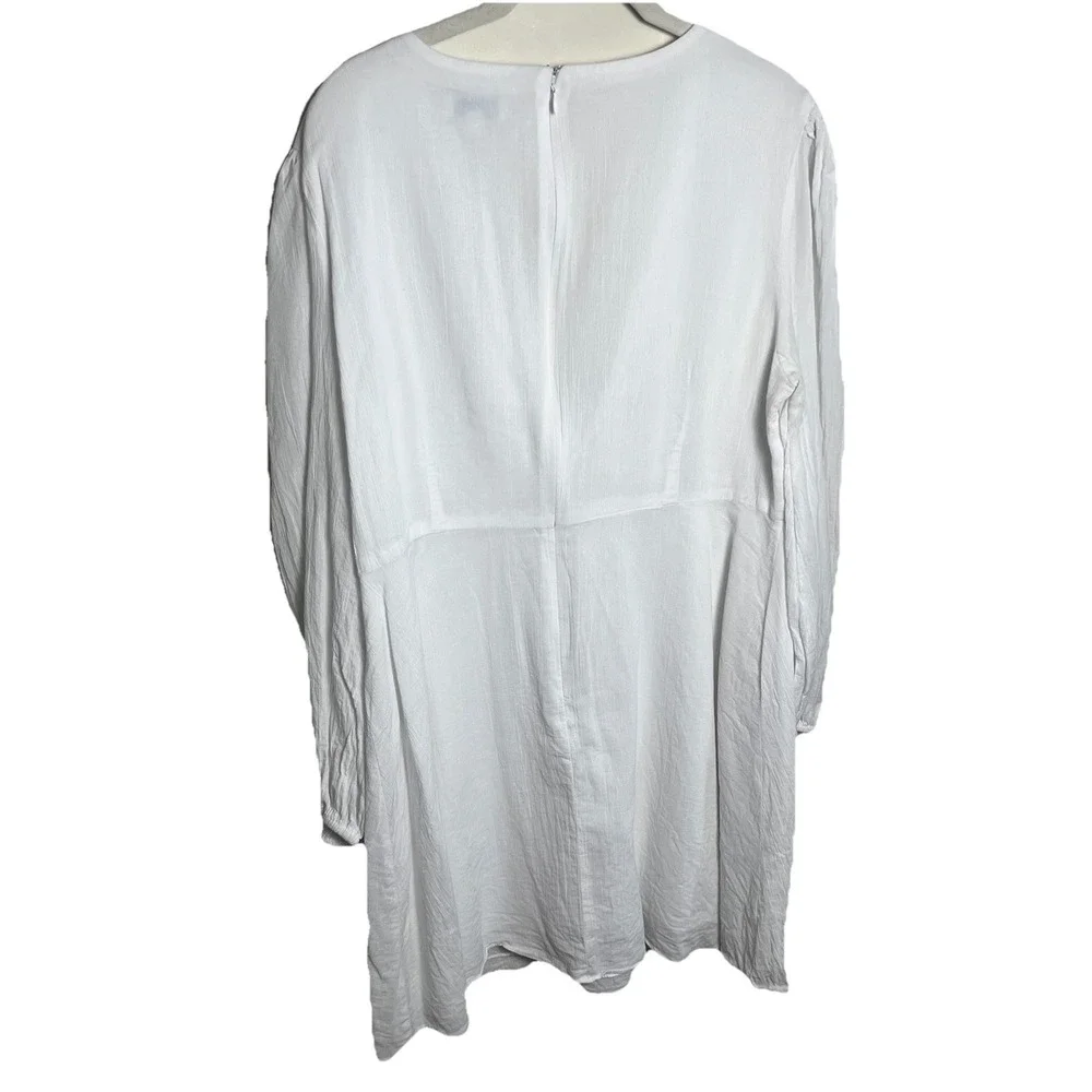 Gianni Bini Babydoll Dress Womens 12 White Tie Front Mini Zip Back Size 12‎ Bach